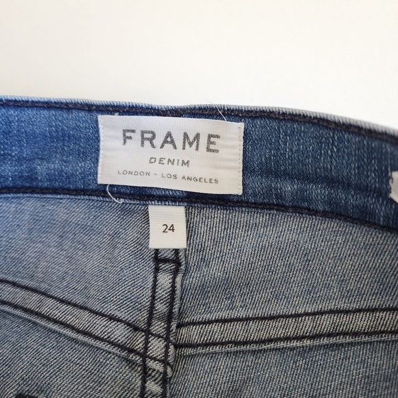 FRAME Le High Straight Jeans in Oshea raw hem size 24 - Picture 6 of 12